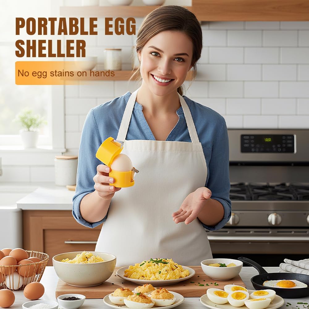 Egg Shell Opener, 2026 Upgrade Egg Peeler, Stainless Steel Egg Slicer for Hard Boiled Eggs, Egg Peeling Tool, Hard Boiled Egg Peeler, Egg Shell Cutter for Boiled Egg (Orange)