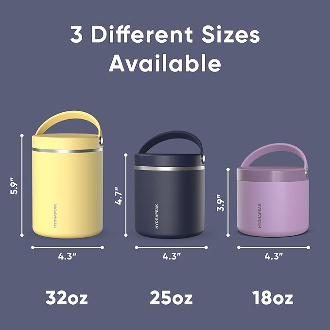 Hydrapeak 25oz Stainless Steel Vacuum Insulated Food Jar | for Hot Food and Cold Food, Wide Mouth Leak-Proof Soup for Adults, 10 Hours Hot and 16 Hours Cold (Navy)