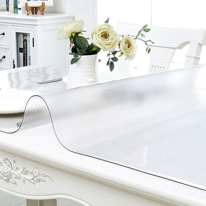 NECAUX Table Pad 1.5mm Thick Frosted Waterproof PVC Soft Rectangle Tabletop Protector Cover (42x90 Inches, Frosted 1.5mm Thick)