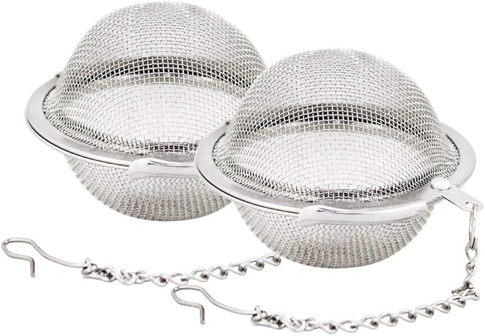 Fu Store 2pcs Stainless Steel Mesh Tea Ball 2.1 Inch Tea Strainers Teas Infuser Strainer Filters for Teas