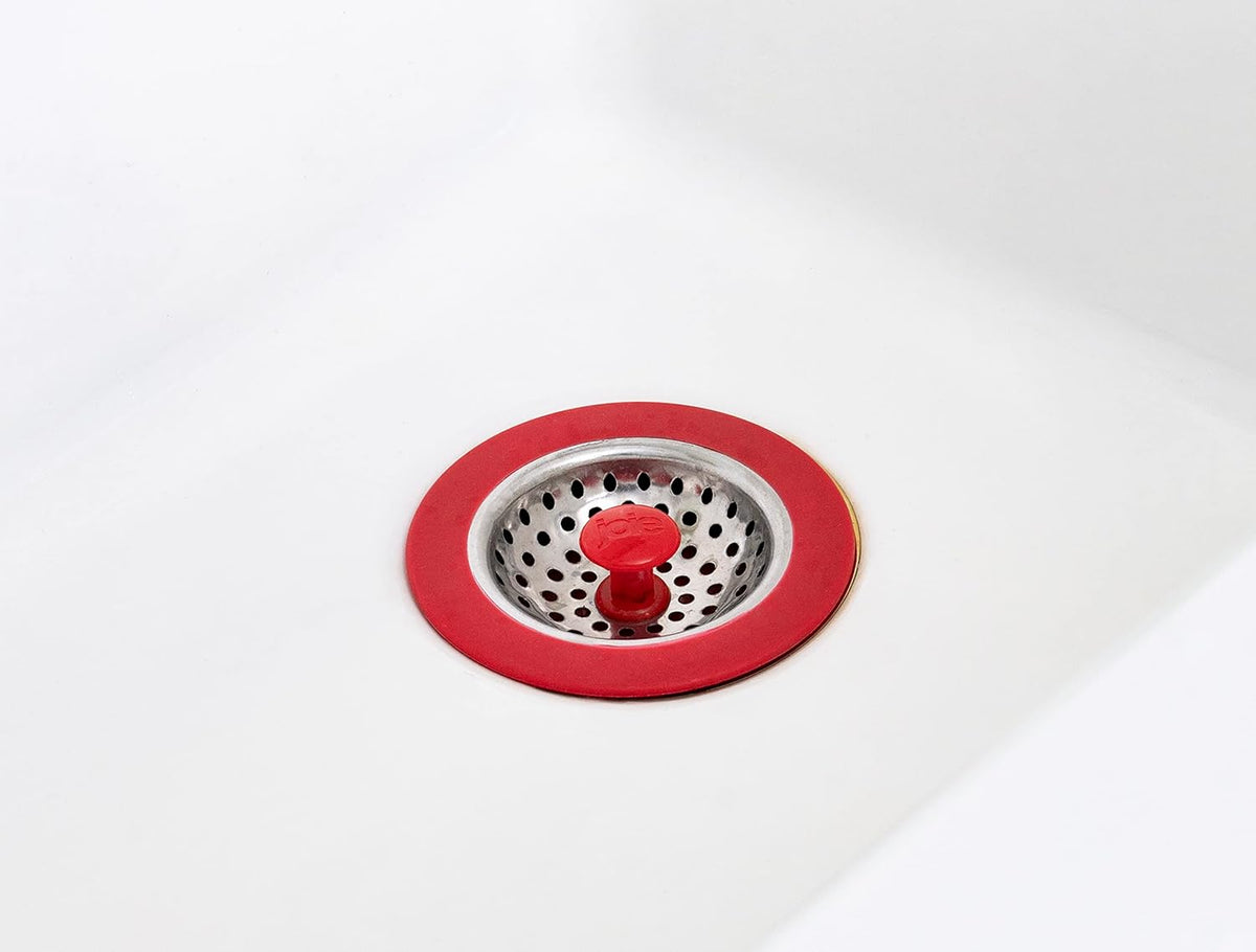 MSC International Black or Red Joie Kitchen Sink Stopper and Strainer Basket, Stainless Steel and Plastic