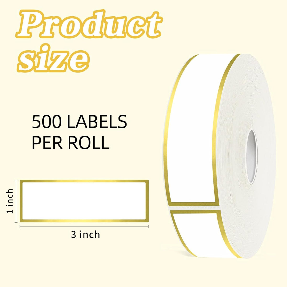 500 Golden Border Removable Freezer Labels Water Oil Resistant with Perforation Line for Food Containers Jars Pantry Organization (Ink Quick-Dry，1” x 3”)