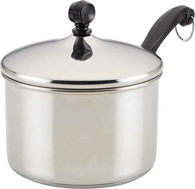 Farberware Classic Stainless Steel 2-Quart Mirror Satin Covered Saucepan, Silver