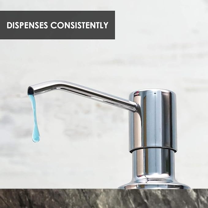 Soap Dispenser for Kitchen Sink (Chrome), Built in Soap Dispenser, Stainless Steel Pump Replacement