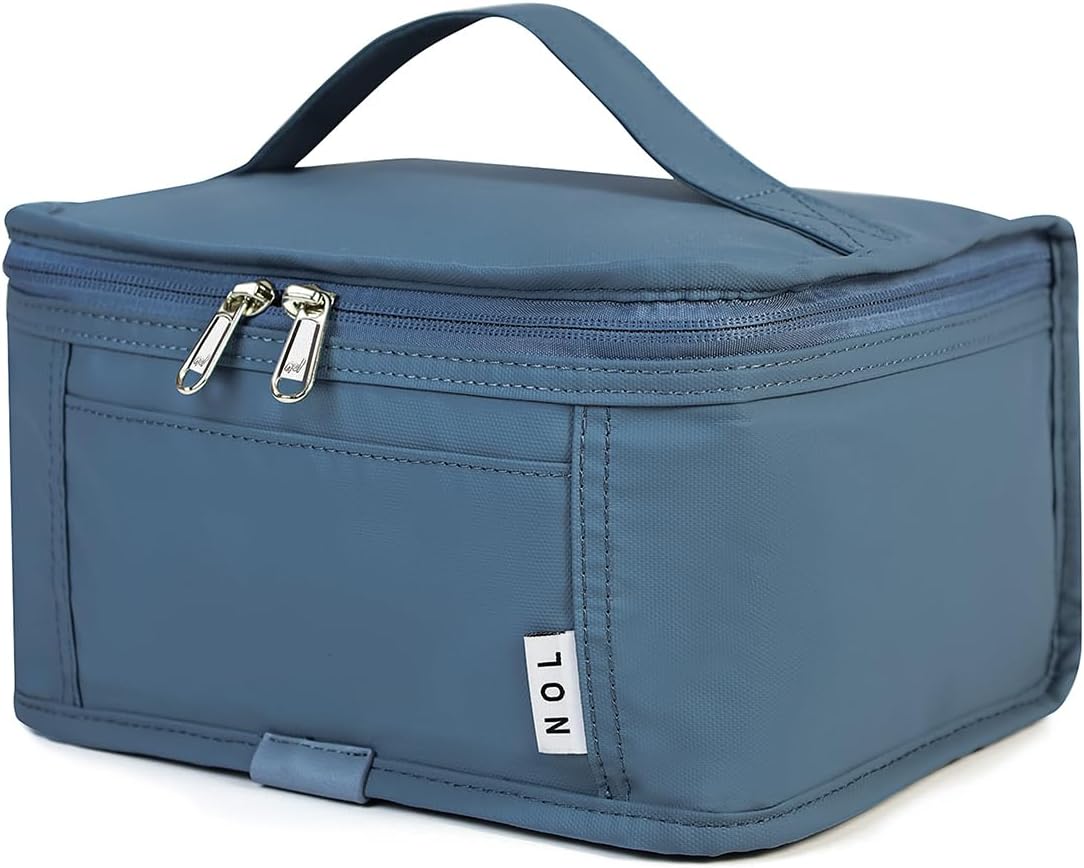 NOL Natural Organic Lifestyle Small Lunch Bag Mini Lunch Box Insulated Lunch Bag for Men/Women Leakproof Cooler Tote Bag Lightweight Nylon Waterproof Lunch Box For Work, Dusty blue