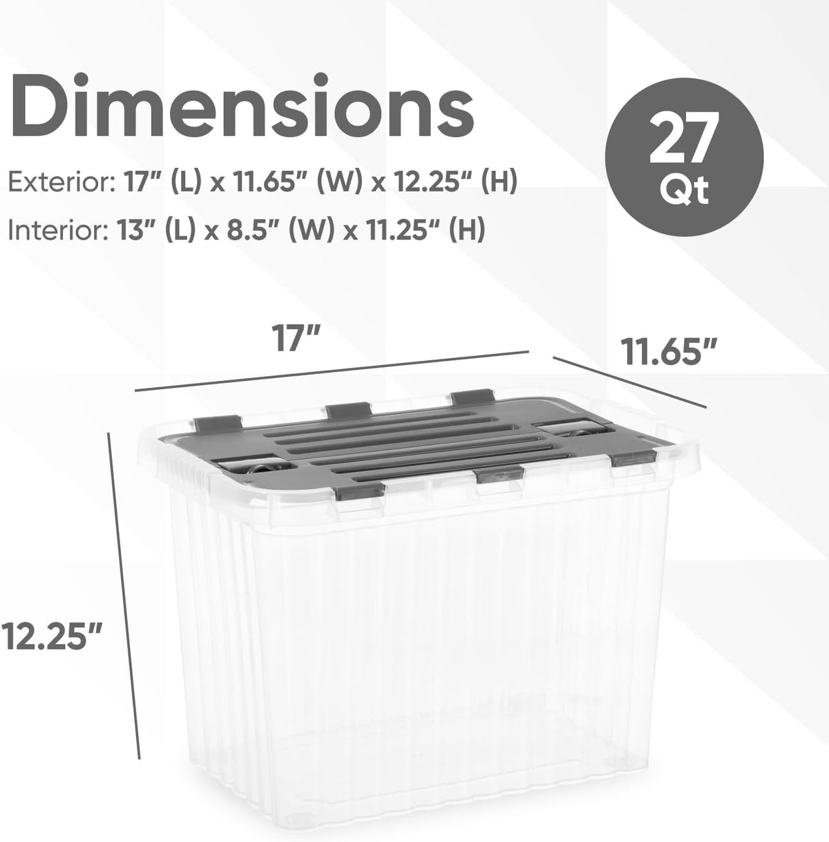 Superio 26 L Deep Storage Container with Hinged Lid (4 Pack)