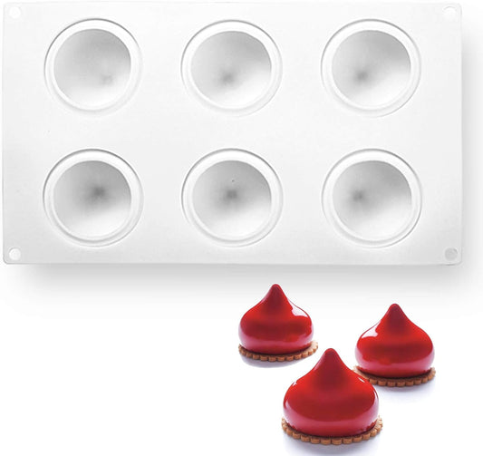 OCPO KITCHEN Silicone Molds for Baking Mousse Cake, French Dessert Mold for Pastry Chocolate, Cupcake, Ice Cream Mould, Cake Decoration Mold, 3D Water Drop Shape (6-Cavity)