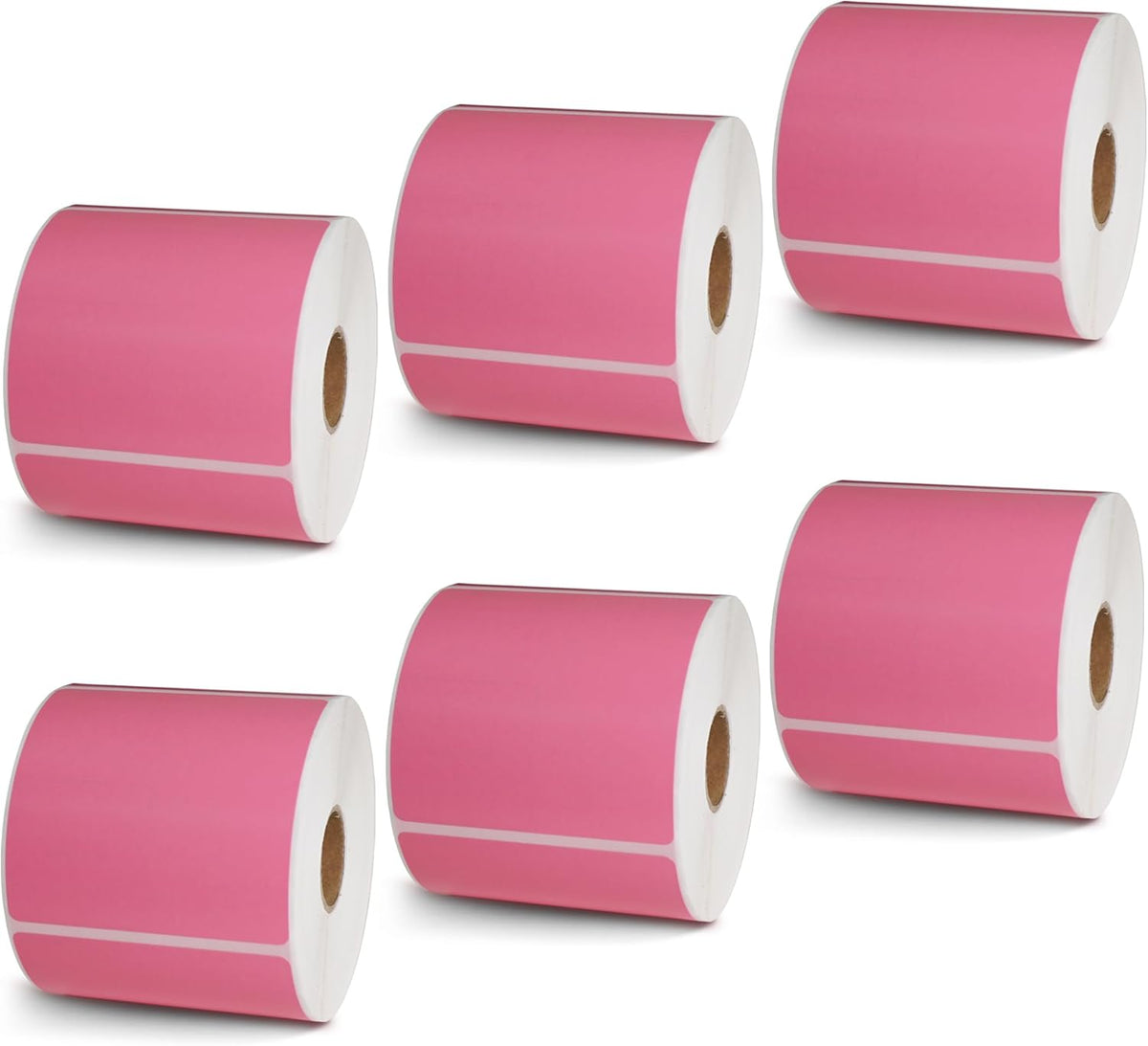 BETCKEY - 3" x 3" Multipurpose & Large Square Labels Compatible with Zebra & Rollo Label Printer,Premium Adhesive & Perforated[Pink, 6 Rolls, 3000 Labels]