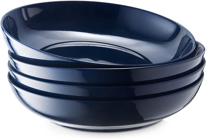 Y YHY 9.75" Large Pasta Bowls, 50 Ounces Big Salad Bowls, Ceramic Serving Bowl Set of 4, Blue