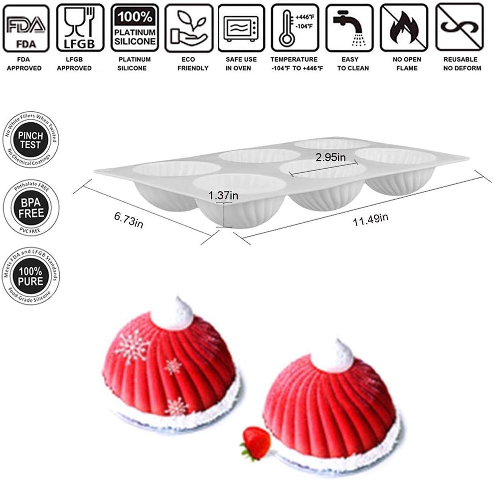 OCPO Kitchen Swirl Silicone Mold for Baking Mousse Cake, Pastry, Chocolate, Dessert, Pudding, Jelly, Cake Decorating Mold, 3D Swirl Shape (6-Cavity)