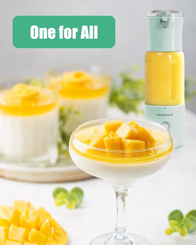 EASEHOLD Portable Personal Blender for Smoothies Shakes, Fresh Juice Mini Fast Blender on the go with 6 Blades, Rechargable Single BPA Free for Sport, Kitchen, Travel,Camping (Green)