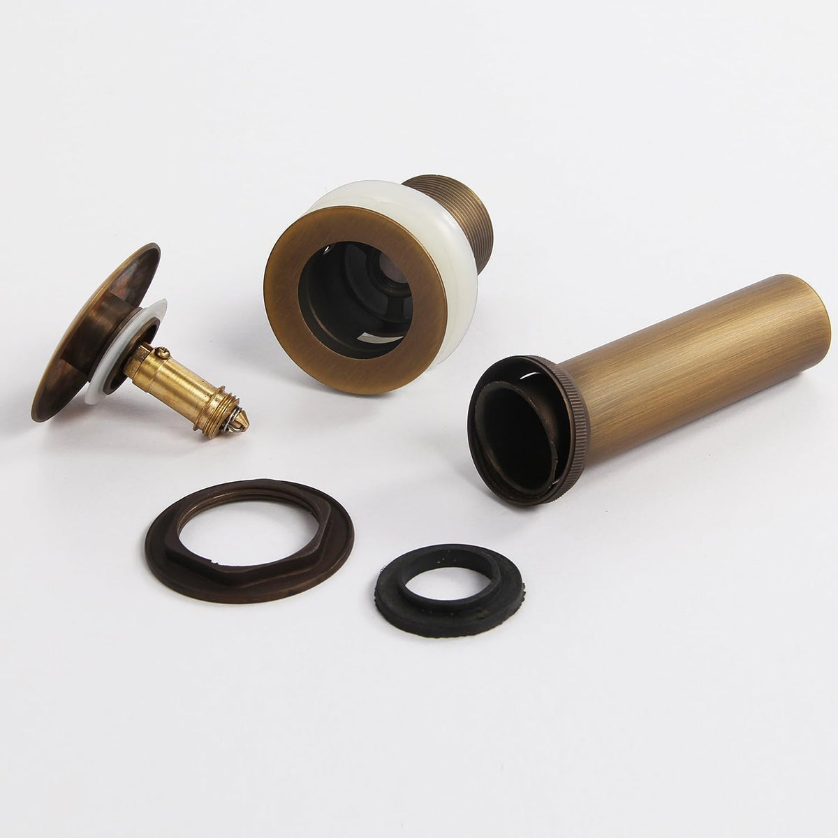 Bathroom Faucet Vessel Vanity Sink Large Pop Up Drain Stopper with Overflow, Antique Brass Sink Drainer