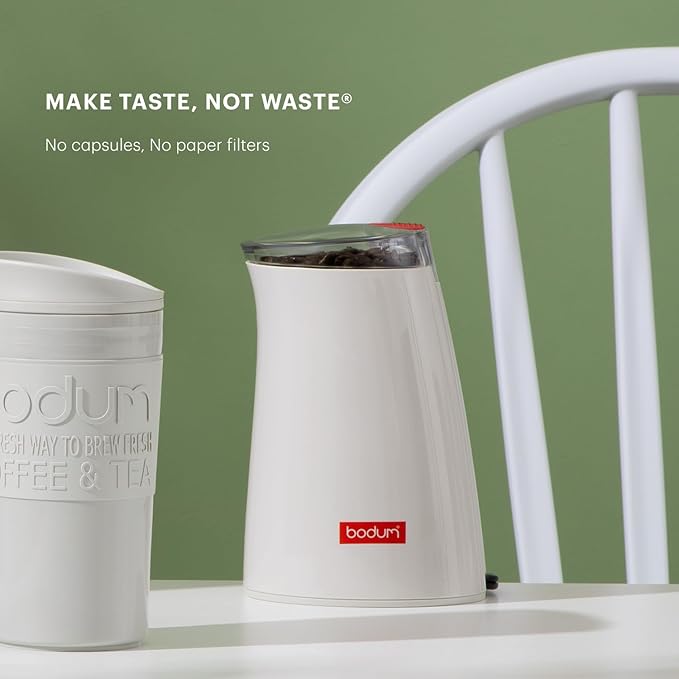 Bodum C-Mill Electric Blade Coffee and Spice Grinder, Stainless Steel Blade, White