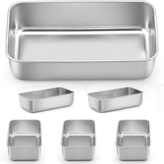 LIANYU 6 Pack Bread Loaf Pans for Baking 9x5 Inch, Stainless Steel Meat Bread Baking Pans, Loaf Tin for Homemade Banana Sandwich Sourdough