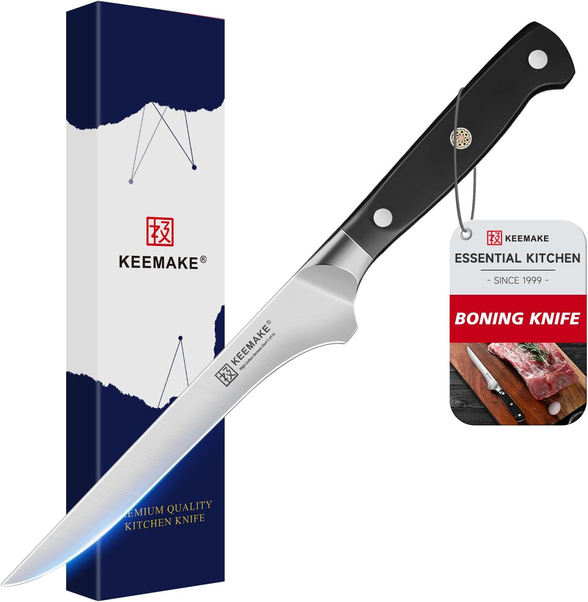 KEEMAKE Boning Knife for Meat Cutting, 5.5 Inch Fillet Knife for Fish, High Carbon Stainless Steel Ultra Sharp Japanese Kitchen Knives for Meat Poultry Cutting