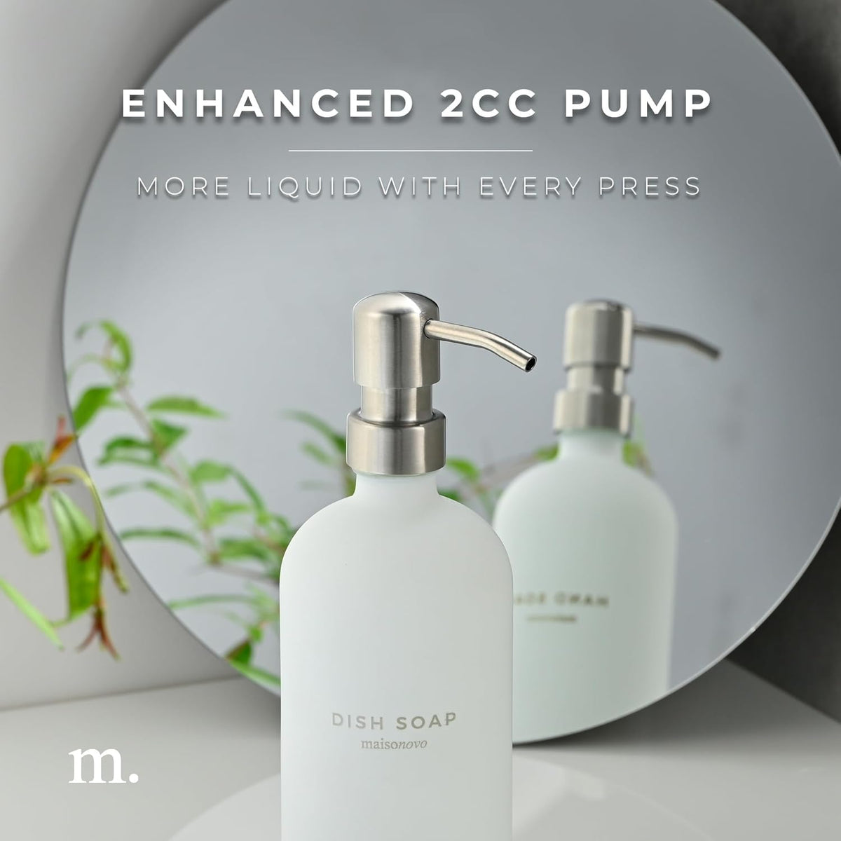MaisoNovo Soap Dispenser 3-Piece Set | 16.9oz White Bottles with Silver Stainless Steel Pumps