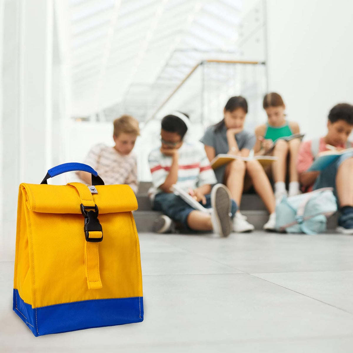 SUNNY BIRD Insulated Lunch Bag Rolltop Lunch Box Tote Lunchbox Bag for Women, Men, Boys and Girls (Yellow)