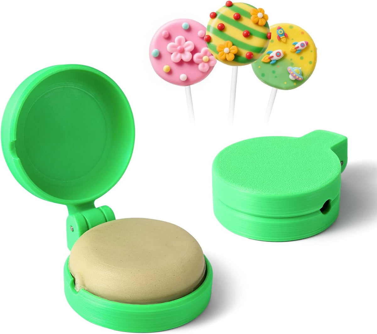 2 PCS Disc Cake Pop Mold Shapes Press Set, 3D Printed Cake Pop Cutter and Pusher, Baking Tools Accessories for Home Baking, Birthday Parties, Wedding Desserts