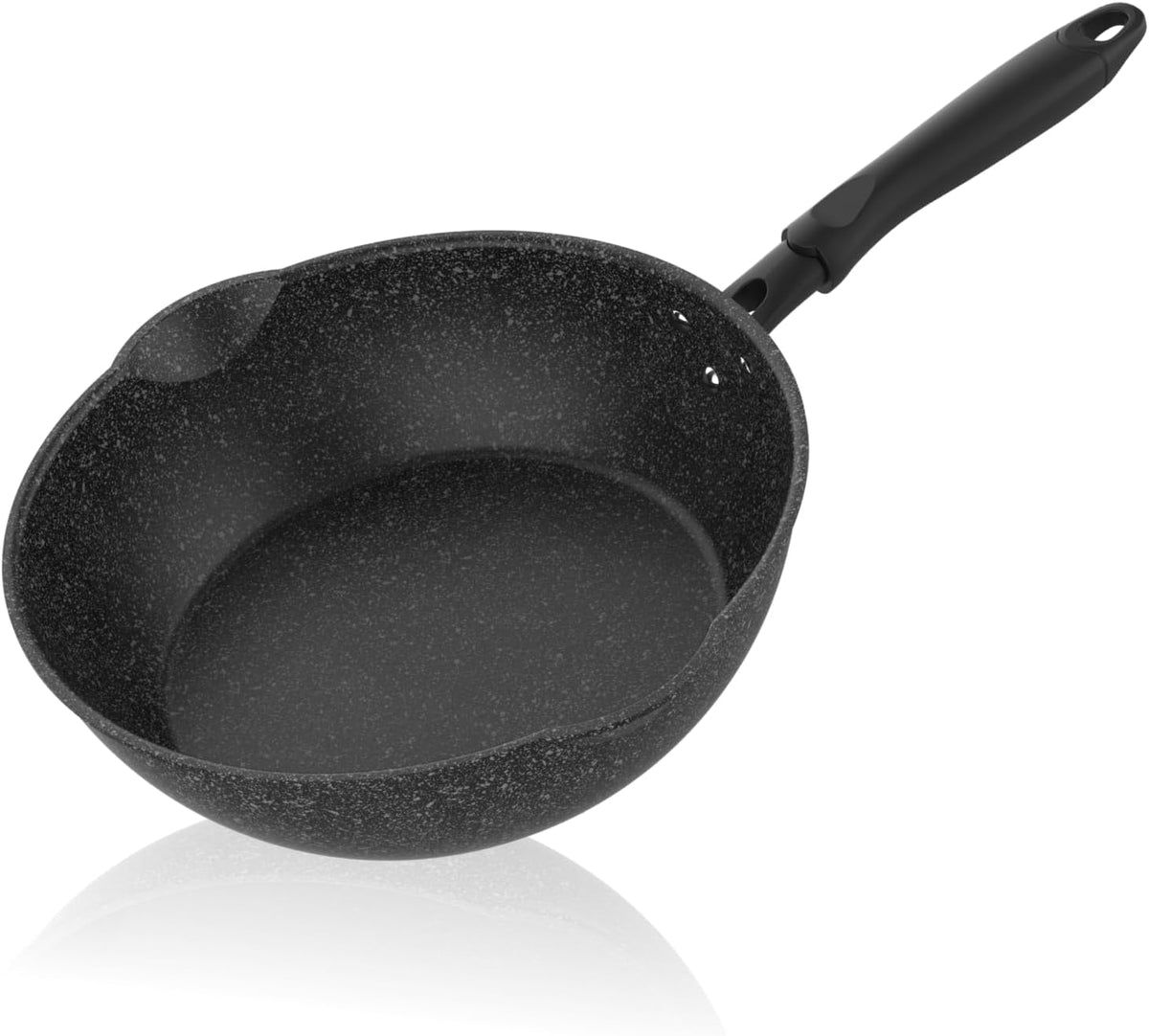 Sunhouse – 8 Inch / 20 cm Non-Stick Deep Frying Pan with Double Pour Spouts, 5-Layer Whitford Non-Stick Coating, PFOA-FREE, Stay-Cool Handle, Induction Compatible with All Cooktops