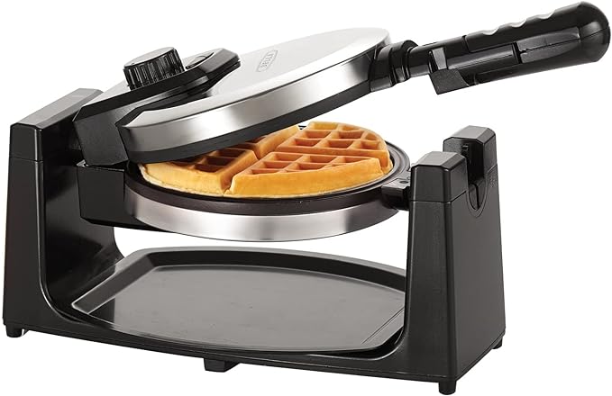 bella Classic Rotating Belgian Waffle Maker with Nonstick Plates, Removable Drip Tray, Adjustable Browning Control and Cool Touch Handles, Stainless Steel