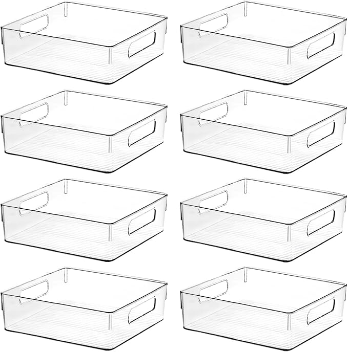 Clear Plastic Storage Bins, Home Bathroom Laundry Room Freezer Refrigerator Pantry Organizers and Storage Containers Fridge Organizer Bins Kitchen Organization Cabinet Medicine Bin for organizing