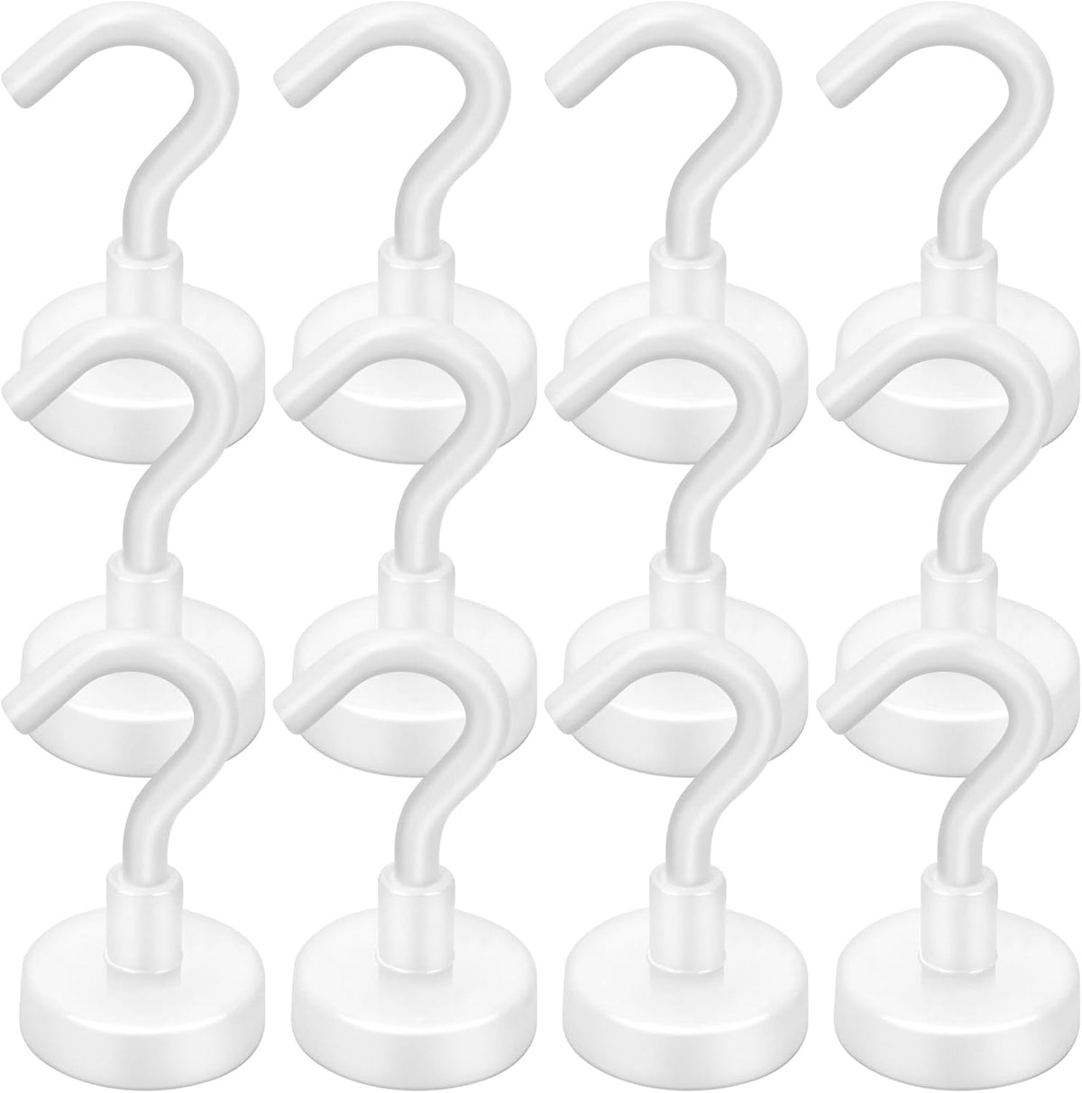 LOVIMAG Cruise Essentials - 28lbs Magnetic Hooks for Cabins, White Cruise Magnets for Door, Strong Magnetic Hooks for Hanging, Refrigerator, Ceiling, Grill - 12 Pack