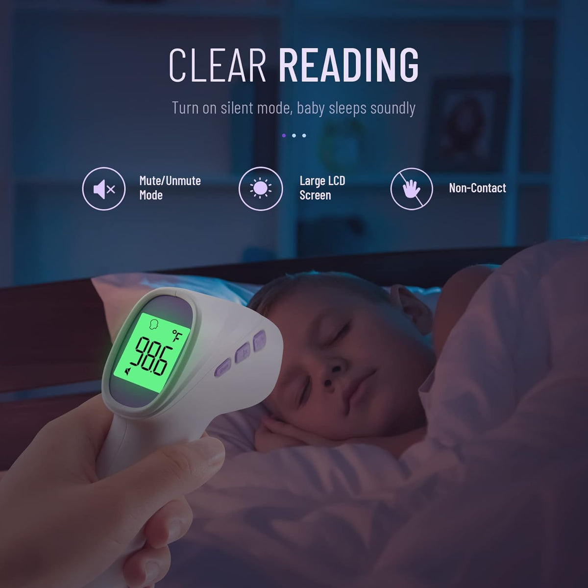 No-Touch Thermometer for Adults and Kids, Digital Thermometer with Fever Alarm, Fast Accurate Results, Easy for All Ages, FSA Eligible (Purple)