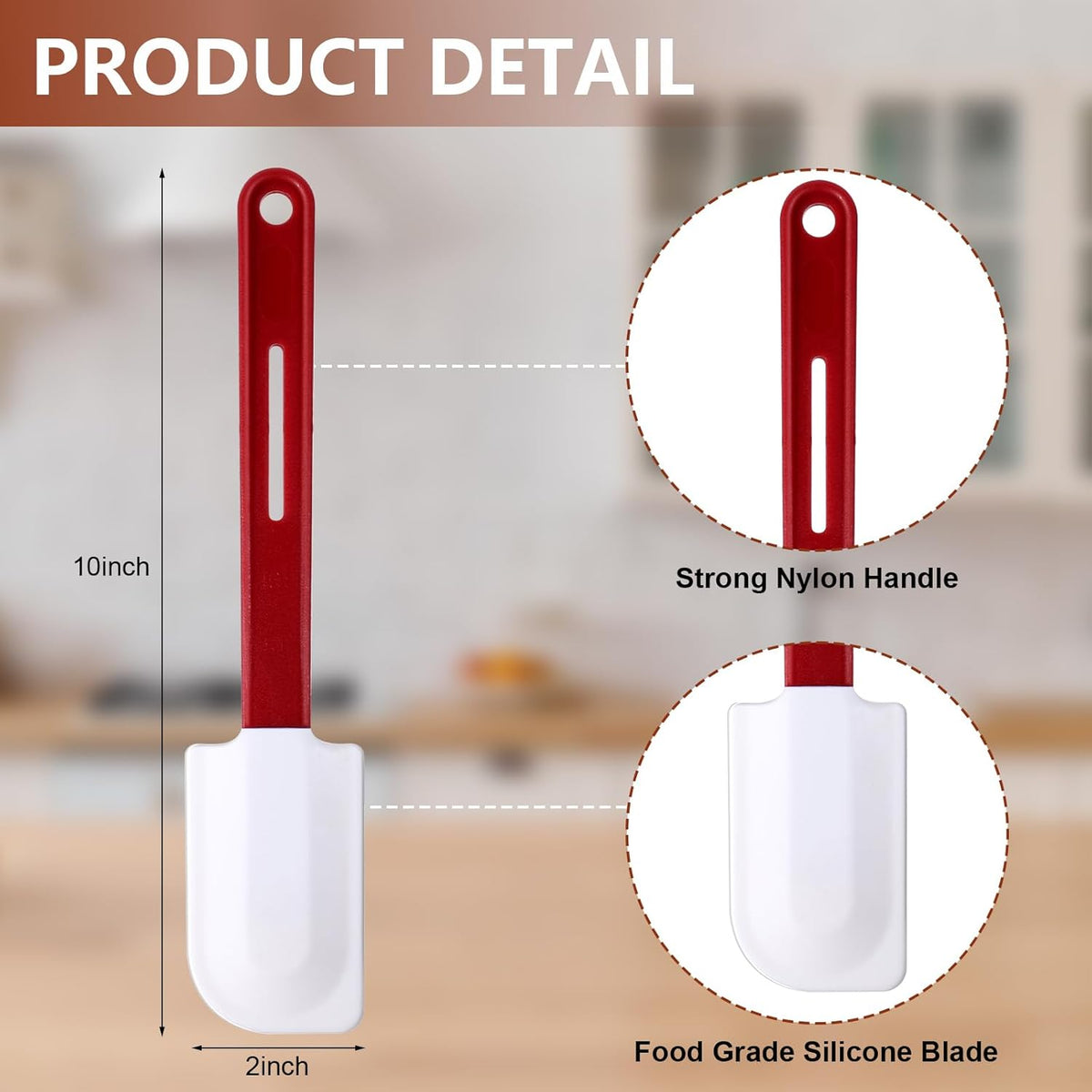Norme 4 Pcs High Temp Silicone Spatulas Heat Resistant Rubber Spatula Commercial Silicone Scraper with Handle for Kitchen Cook Baking Mixing Utensil, Dishwasher Safe (10 Inch)