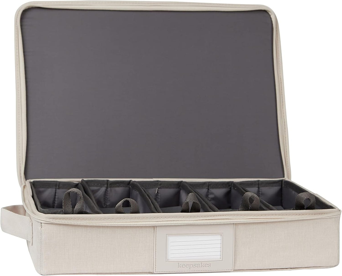 Covermates Keepsakes Flatware Storage Box - Stackable - Reinforced Handles - China Storage, Beige Heather