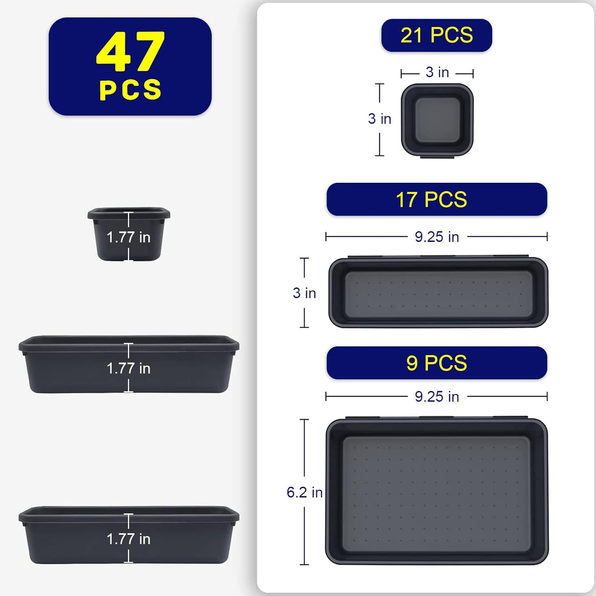 Tool Box Organizer, Tool Drawer Organizer Tray Divider, Toolbox Organization, Garage Tool Organizers and Storage, Tool Box Accessories for Rolling Tool Chest Cabinet (47PCS)