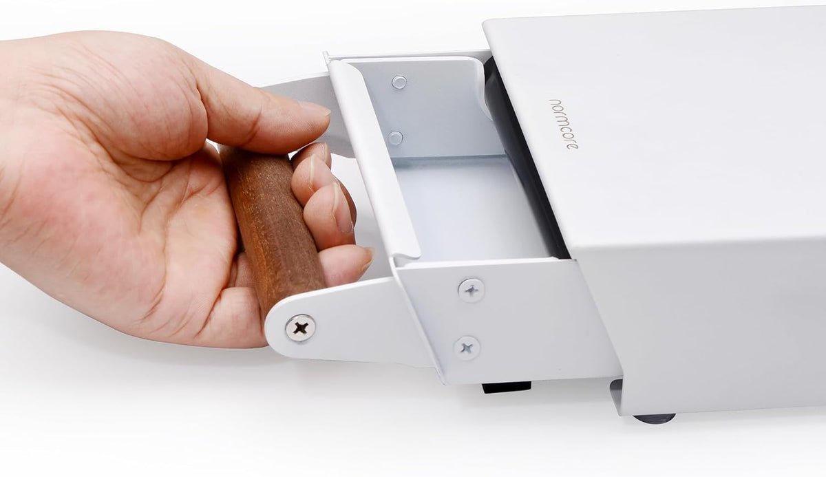Normcore Espresso Knock Box, Coffee Knocker Drawer with Genuine American Walnut Handle, Under Grinder Knock-out Drawer, Removable Knock Bar and Non-Slip Base, 304 Stainless Steel, Size: S, White