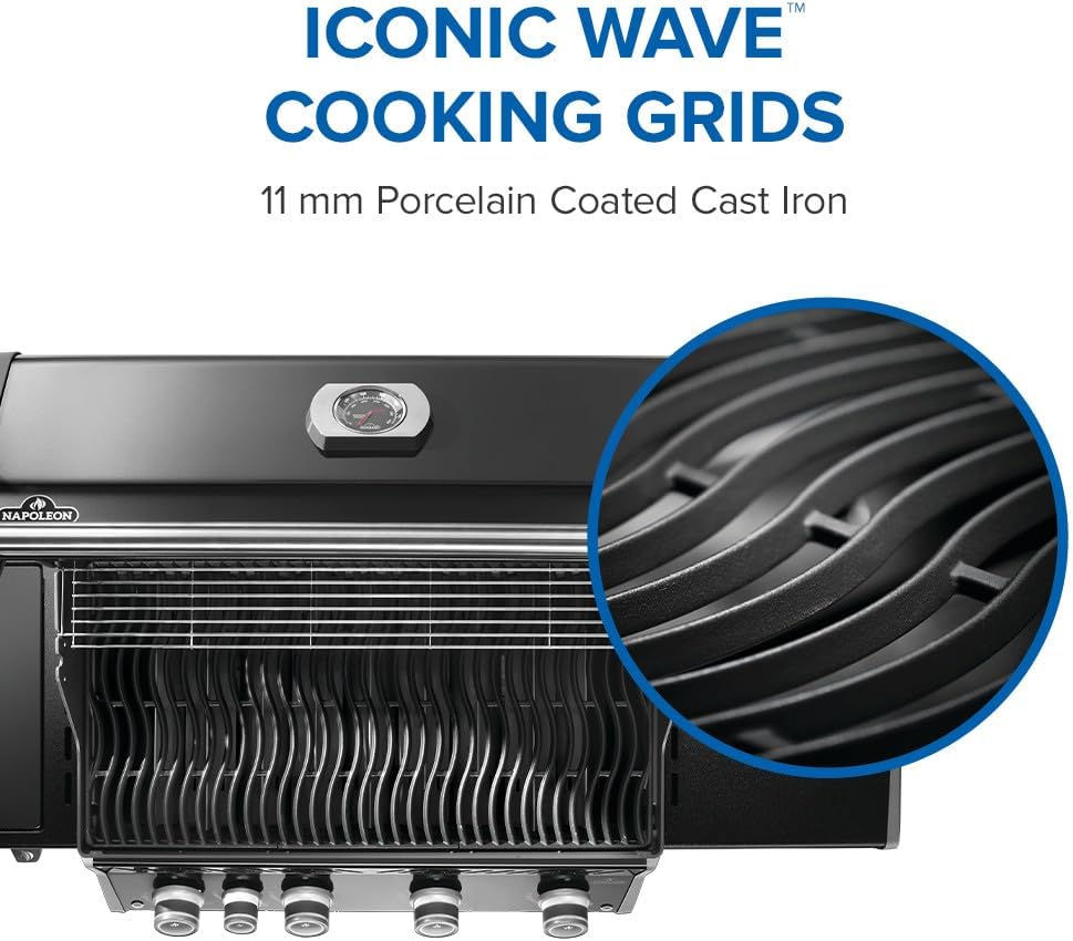 Napoleon Rogue PRO 525 Natural Gas Grill with Infrared Side Burner, Black, Durable 5-Burner Cooking Surface