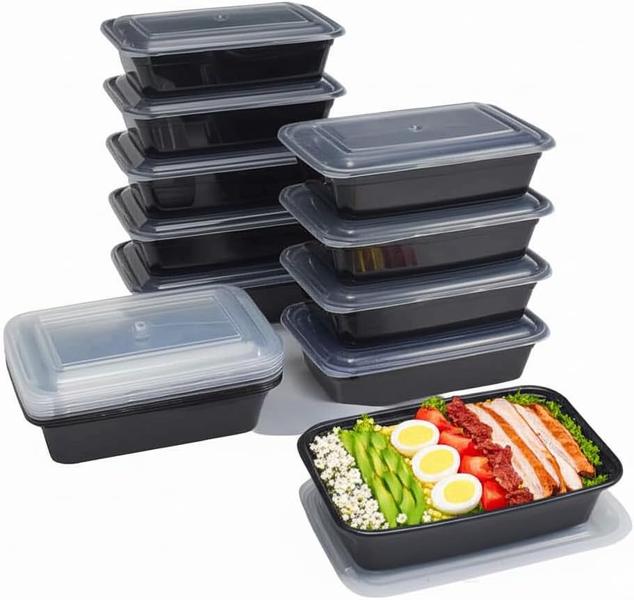 Pomp 38 oz Single Compartment Meal Prep Containers + Lids (10 Pack) | Reusable, Leak-Proof, BPA-Free Food Storage Containers | Microwave, Freezer & Dishwasher Safe