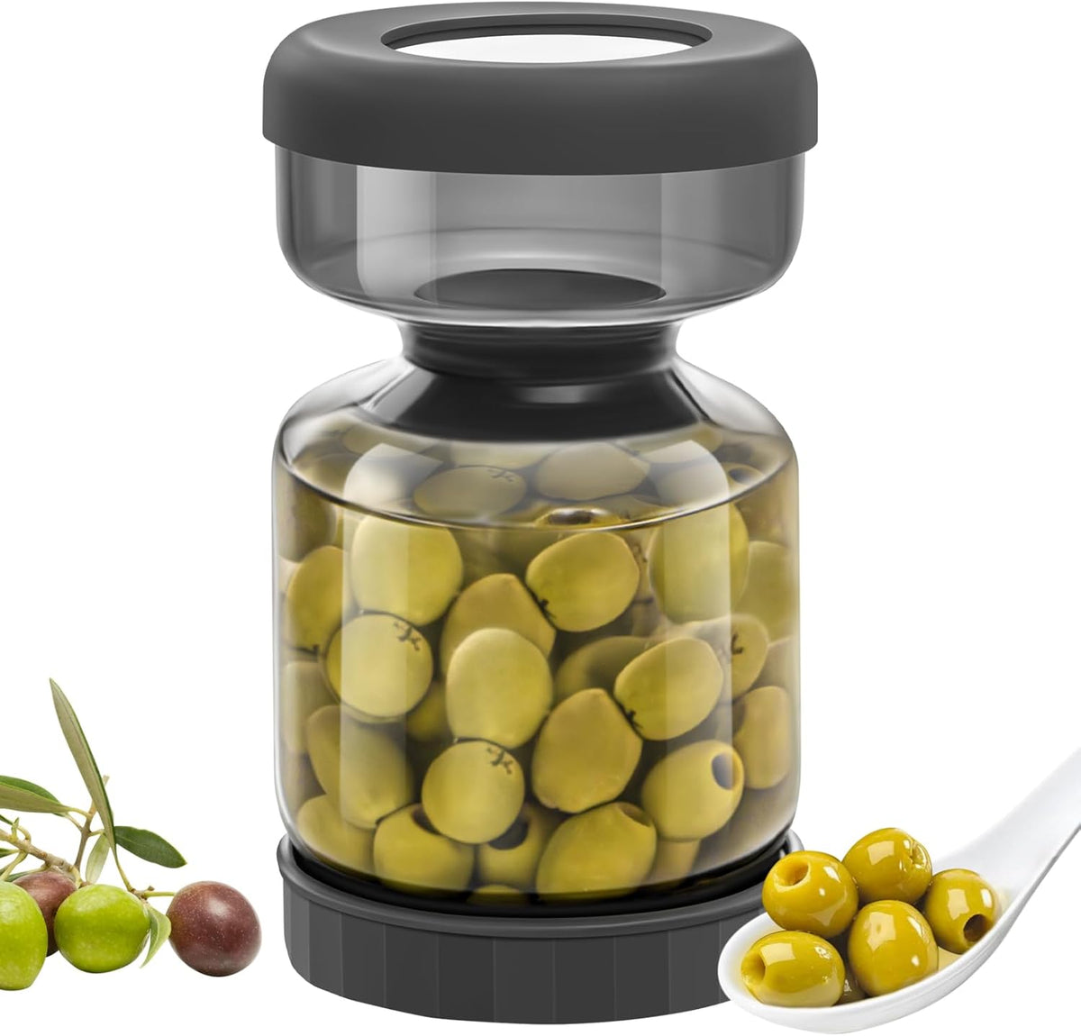 WhiteRhino Pickle Jar with Strainer Flip,34oz Pickle Container Pickle and Olive Hourglass Jar,Glass Flip Pickle Jar Juice Separator Jar with Airtight Lid for Jalapeno Gherkin