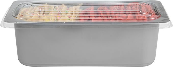 Restaurantware-RW Base 5 Quarts Ice Cream Containers, 100 Rectangle Disposable Containers - Durable, With Clear Lid, Black Plastic Box, For Ice Creams, For Cafes