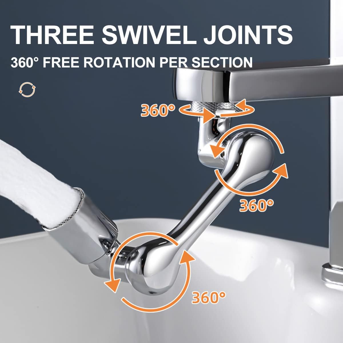 1080° Rotating Faucet Extender Aerator,Universal Splash Filter Faucet,1080 Big Angle Swivel Faucet Aerator Sink Face Wash Attachment with 2 Water Outlet Modes (With 2 Water Outlet Modes)