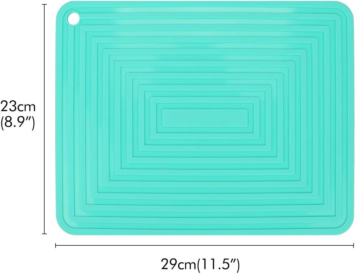 LogHog Large Silicone Trivet Mats for Hot Dishes/Pans, Heat Resistant Pot Holder, 9"x12" Non Slip Flexible Durable Pot Coaster Kitchen Table Mats Set of 2 (Teal)