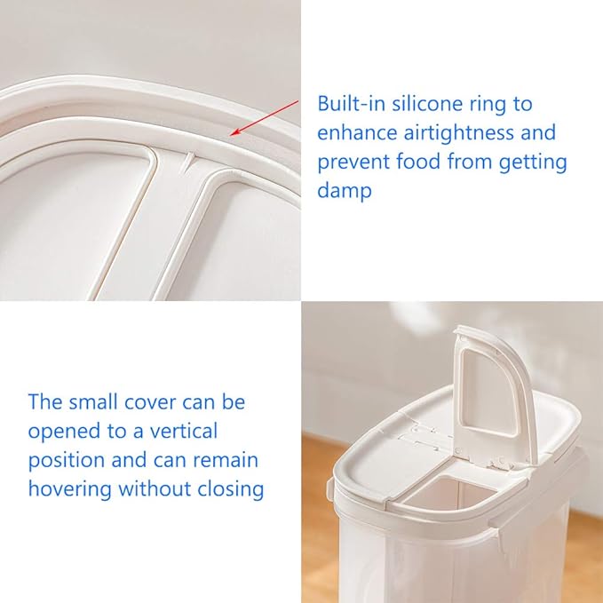 Poeland Storage Jars Canisters with Built-in partition / 4 compartments for Spaghetti Pasta Noodles Cereal - White