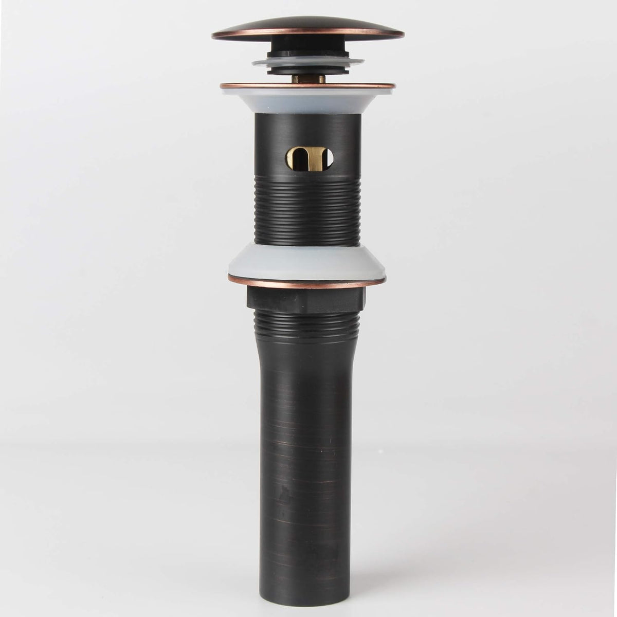 Oil Rubbed Bronze Pop Up Sink Drain, Vanity Bathroom Vessel Lavatory Faucet Detachable Basket Drain Stopper, ORB with Overflow