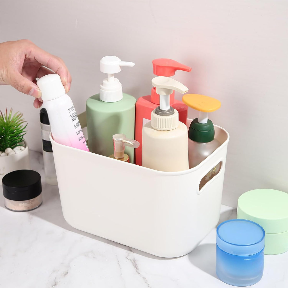 Zopeal Plastic Storage Bins 10 Pcs White Pantry Organizer Bins Small Baskets Storage Containers for Home Kitchen (10 x 7 x 6 Inch)