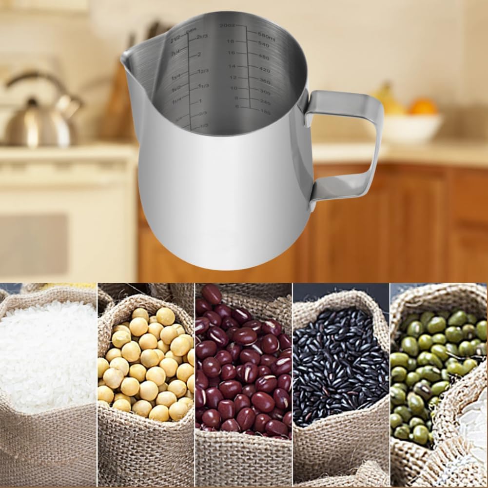 Kichwit Stainless Steel Measuring Cup, Metal Measuring Cup with Handle, 20oz / 600ml / 2.4 Cups