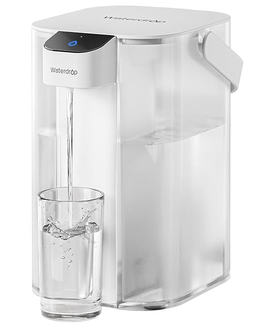 Waterdrop Electric Water Filter Pitcher, Reduce 99.6% of Lead and 45+ Impurities, 200-Gallon Rechargeable Water Dispenser, Instant 15-Cup Countertop System, NSF/ANSI 401&53&42&372, Does not Lower TDS