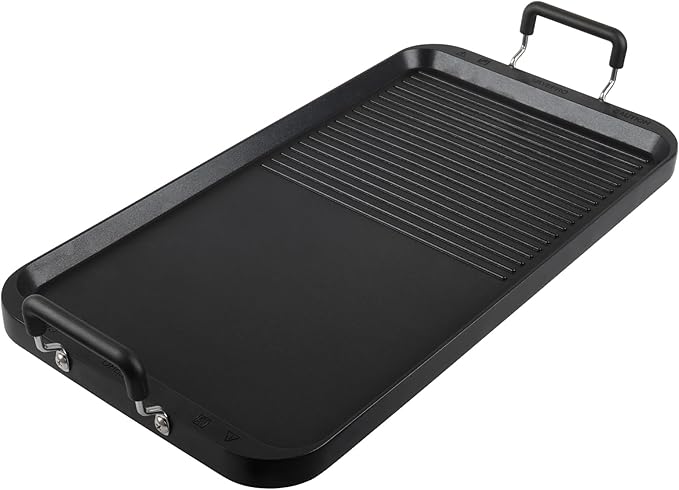 Vayepro 2-in-1 Stove Top Griddle & Grill Pan, 20 Inch Non-Stick Double Burner Griddle for Gas, Electric, and Camping Stoves, Perfect for Pancakes, BBQ, and Indoor/Outdoor Cooking