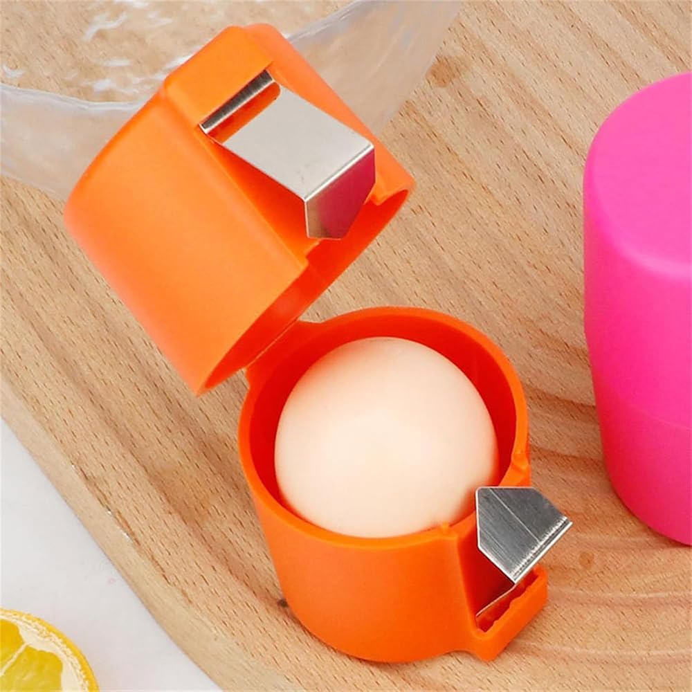 Egg Shell Opener Remover, Eggs Peeler Separator for Boiled and Raw Eggs, Stainless Steel Eggshell Cutter Kitchen Tools for Cooking and Breakfast Prep (Pink, 2 Pcs)