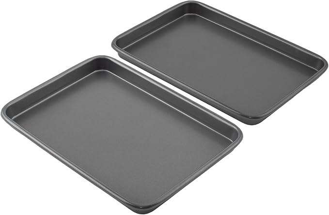 GoodCook Everyday Set of 2 Nonstick Steel 9" x 6.2" Toaster Oven Mini Baking Sheets, Gray