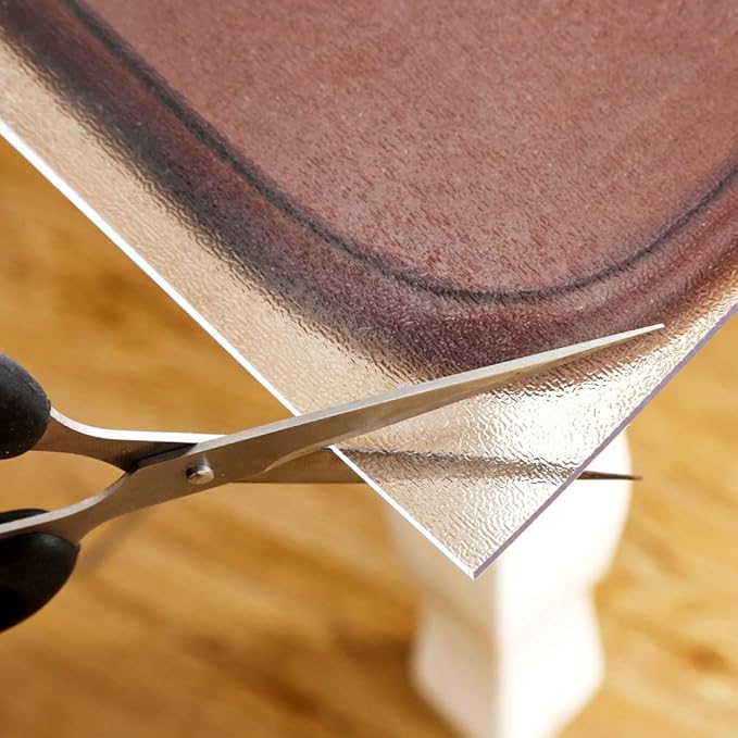 NECAUX Custom 56 x 80 Inch Clear Table Cover Protector, 1.5mm Thick Wood Grain Transparent Table Pad Non-Slip Tablecloth Plastic Protective Pad for Dining Room Table, Conference Table