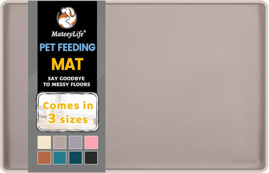 MateeyLife Silicone Cat & Dog Food Mat for Floors Waterproof, Anti-Slip Dog Bowl Mats for Food and Water, Pet Feeding Mats with Lip to Prevent Spills, Pet Placemat for Messy Drinkers to Protect Floors