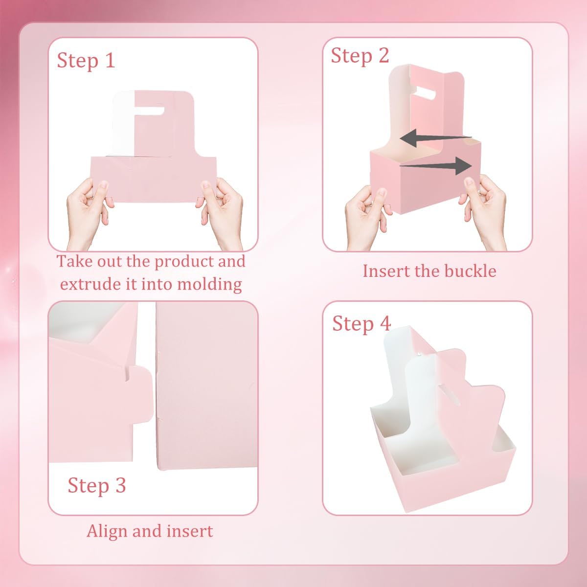 Drink Carrier with Handle Cup Coffee Holder Sturdy Beverage Carriers Pink