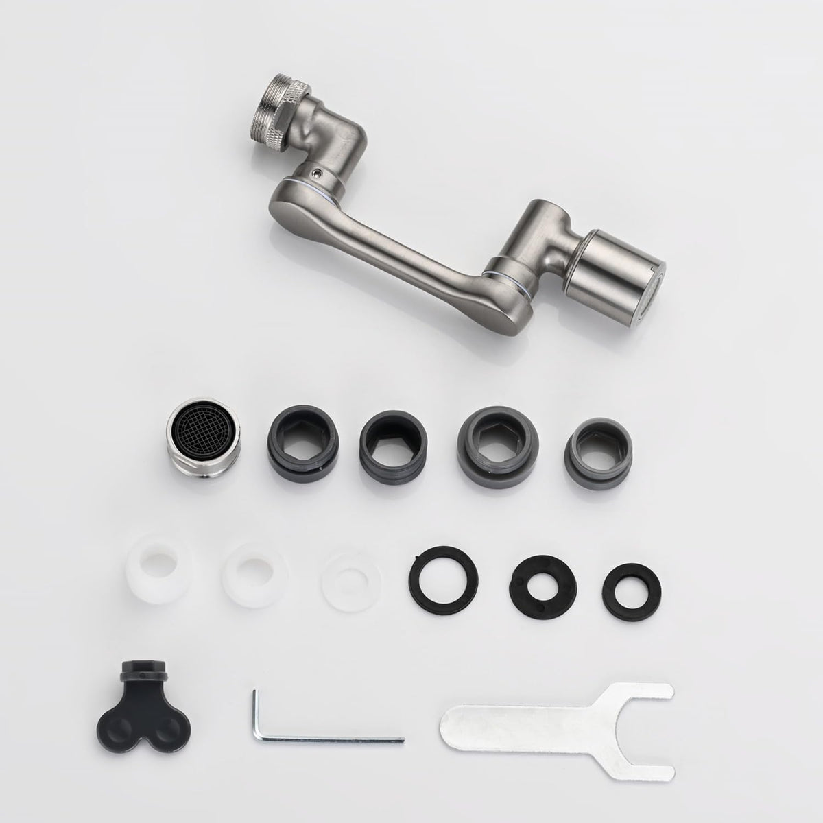 Universal 1080° Swivel Bathroom Faucet Extender with 2 Modes Rotating Faucet Attachment Aerator for kitchen Sink Brushed Nickel