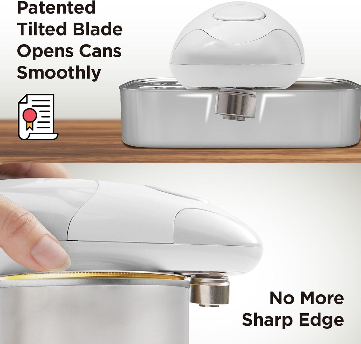 Kitchen Mama Auto Electric Can Opener: Safe, Easy with One Touch, Smooth Edge, Battery Operated, Cordless, Automatic Can Opener for Seniors with Arthritis, Hand Free Appliances, YES YOU CAN (White)